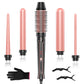 5 in 1 Curling Iron Sixriver Hair Curling Wand Set with Curling Thermal Brush&4 Interchangeable Ceramic Curling Wand(0.4”-1.25”) Long Lasting Curls Fast Heating Hair Wand Curler with Glove&2 Clips